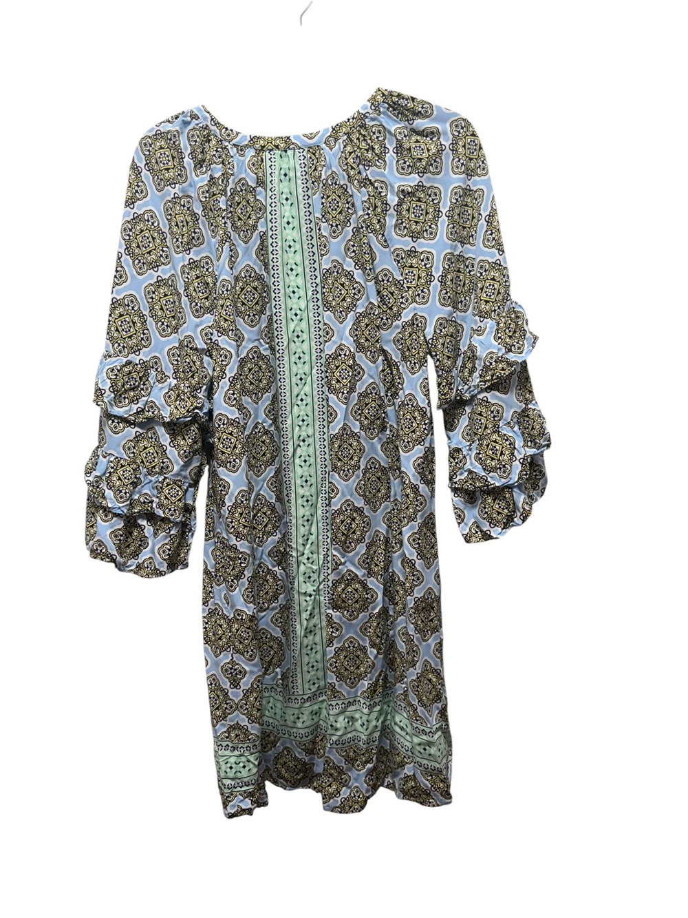 crown & ivy Mint and Light Blue Border Print Tunic with Tassel - Picture 2 of 2
